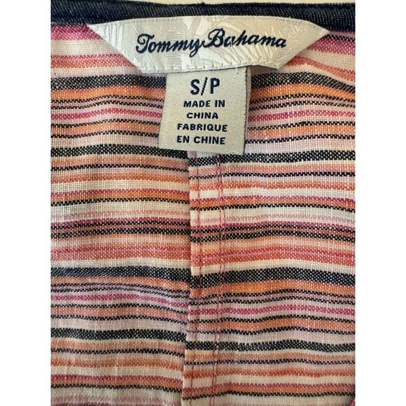 Tommy Bahama Dress Womens Pink Linen Striped Pocketed Raw Hem S/P - Picture 4 of 5